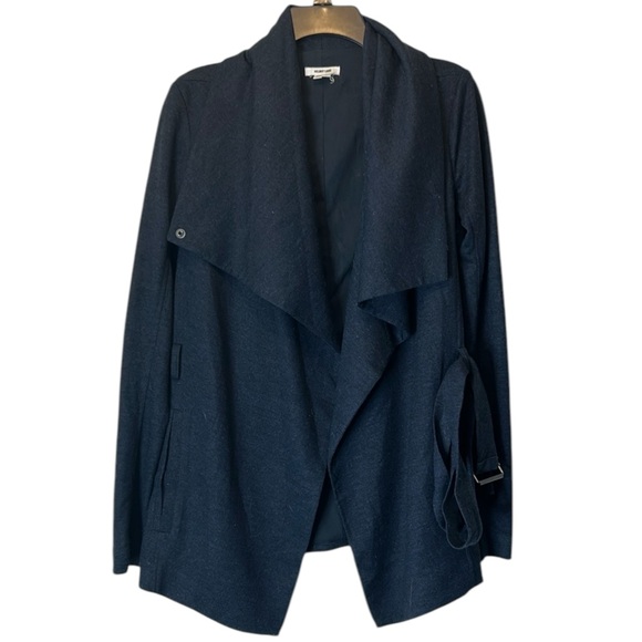 Helmut Lang Wool Cardigan Sonar Belted Blue Coat Jacket Womens Size Small